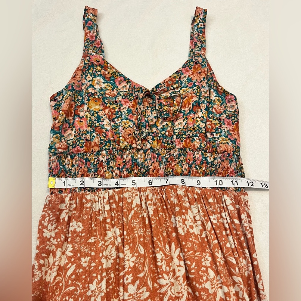 Maurices Bare Floral Patchwork Multicolor Coral Midi Dress Women’s XS - Picture 8 of 16